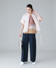RHBIW42540 HIROKO KOSHINO(ヒロココシノ) シワ加工ウエストリボンブラウス/日本製/洗える ピンク