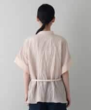 RHBIW42540 HIROKO KOSHINO(ヒロココシノ) シワ加工ウエストリボンブラウス/日本製/洗える ピンク