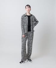 RHBJE20540 HIROKO KOSHINO(ヒロココシノ) アニマル柄サテンプリントブラウス /日本製/洗える ブラック