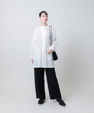 RHBJE21790 HIROKO KOSHINO(ヒロココシノ) アラベスクコード刺繍コットンブラウス/洗える アイボリー