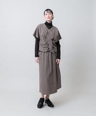 RHBJE23490 HIROKO KOSHINO(ヒロココシノ) エアリーチェック立体ドレープブラウス/日本製/洗える ベージュ