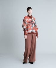 RHBJQ08490 HIROKO KOSHINO(ヒロココシノ) 【洗える/日本製】グラフィック楊柳プリントブラウス オレンジ