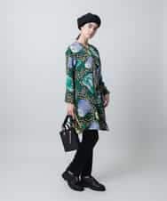 RHBLB54790 HIROKO KOSHINO(ヒロココシノ) カラーストーンデザインチュニック/日本製/洗える ブラック