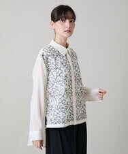 RHBLD18630 HIROKO KOSHINO(ヒロココシノ) ボタニカルエンブロイダリーレースブラウス /日本製/洗える ホワイト