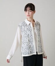 RHBLD18630 HIROKO KOSHINO(ヒロココシノ) ボタニカルエンブロイダリーレースブラウス /日本製/洗える ホワイト