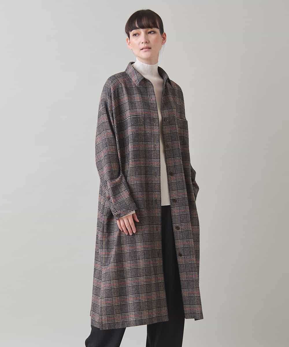 RHBVF02120 HIROKO KOSHINO(ヒロココシノ) チェックシャツワンピース/日本製 レッド系チェック