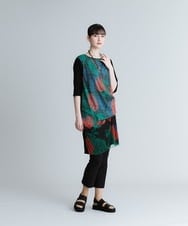 RHBYS05110 HIROKO KOSHINO(ヒロココシノ) 【洗える/日本製】フルーツ柄タックドレープチュニック グリーン