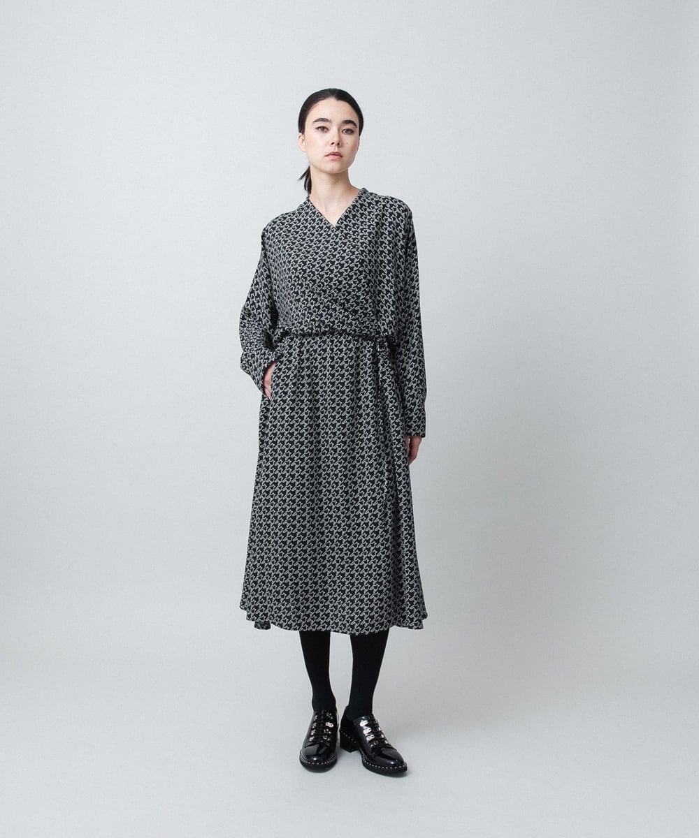 RHEAF06980 HIROKO KOSHINO(ヒロココシノ) バックジョーゼットカシュクールワンピース/日本製 ブラック