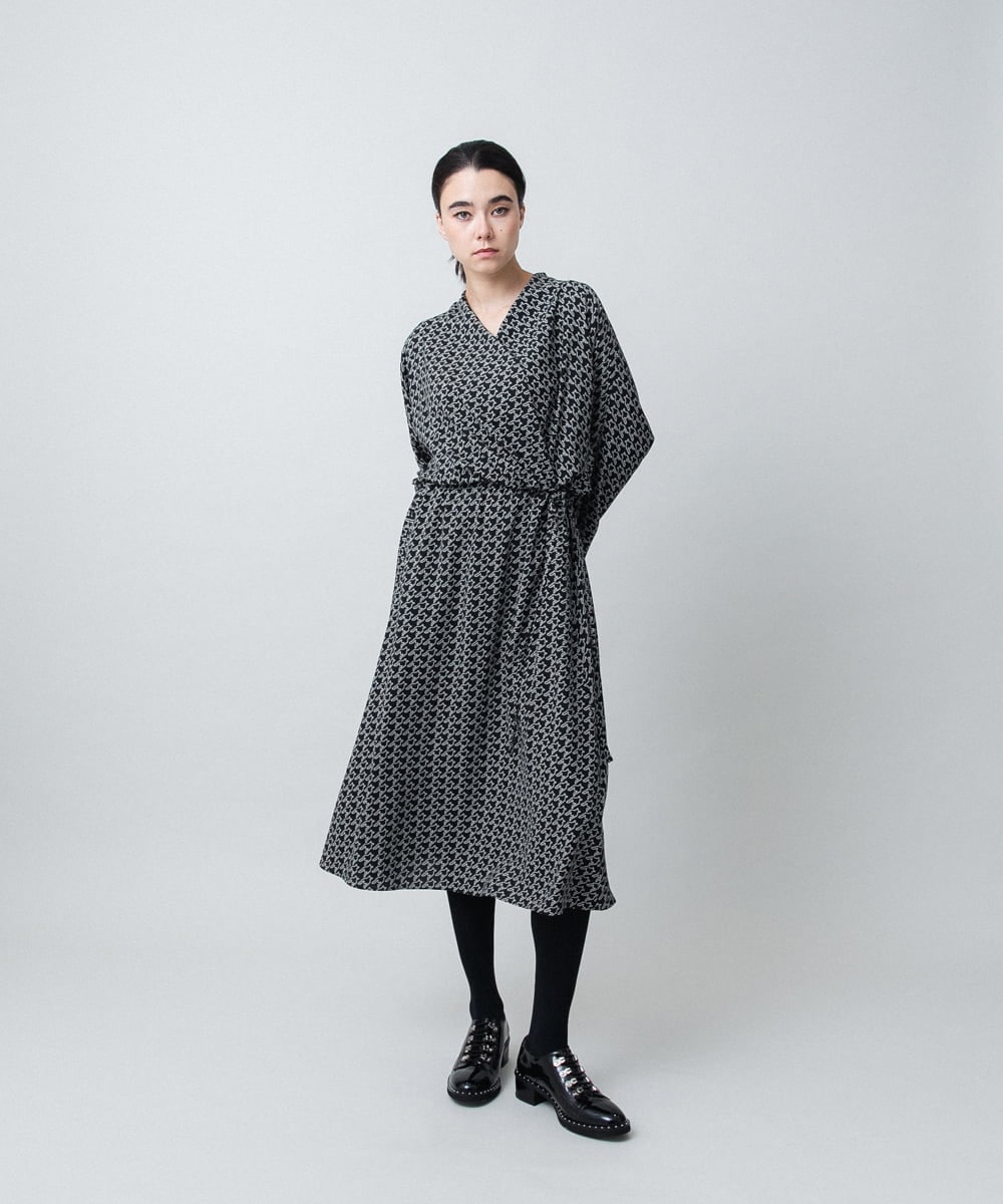 RHEAF06980 HIROKO KOSHINO(ヒロココシノ) バックジョーゼットカシュクールワンピース/日本製 ブラック