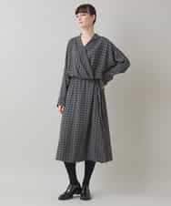 RHEAF06980 HIROKO KOSHINO(ヒロココシノ) バックジョーゼットカシュクールワンピース/日本製 ブラック