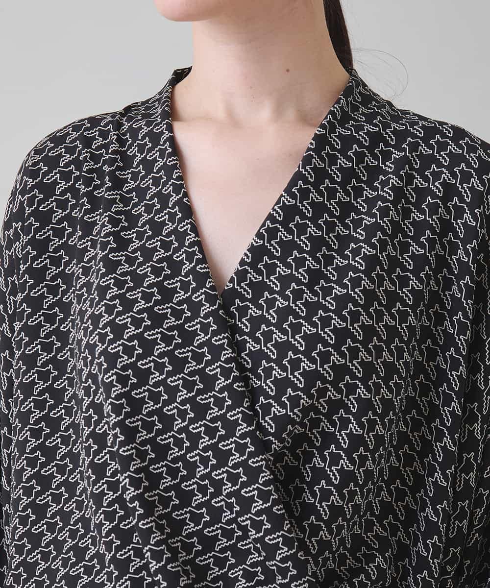 RHEAF06980 HIROKO KOSHINO(ヒロココシノ) バックジョーゼットカシュクールワンピース/日本製 ブラック