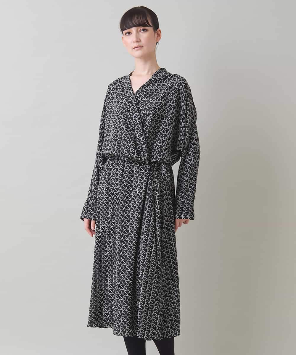 RHEAF06980 HIROKO KOSHINO(ヒロココシノ) バックジョーゼットカシュクールワンピース/日本製 ブラック