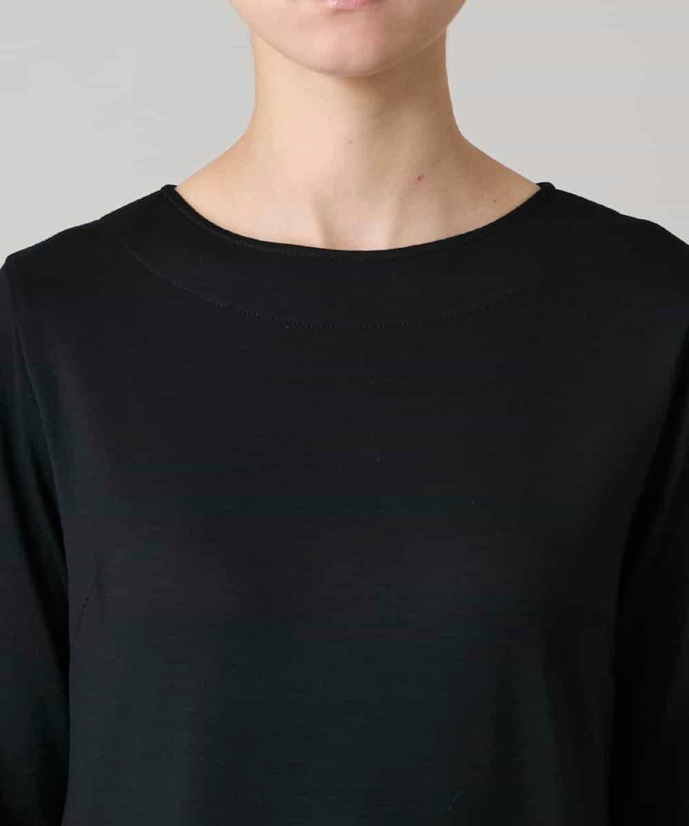 RHEAF18890 HIROKO KOSHINO(ヒロココシノ) サテンプリーツ切り替えデザインワンピース/洗える ブラック