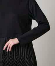 RHEAF18890 HIROKO KOSHINO(ヒロココシノ) サテンプリーツ切り替えデザインワンピース/洗える ブラック