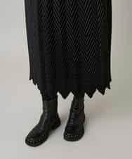 RHEAF18890 HIROKO KOSHINO(ヒロココシノ) サテンプリーツ切り替えデザインワンピース/洗える ブラック