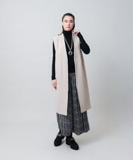 RHEAG04890 HIROKO KOSHINO(ヒロココシノ) 切り替えデザインロングジレ /日本製 ベージュ
