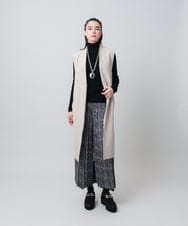 RHEAG04890 HIROKO KOSHINO(ヒロココシノ) 切り替えデザインロングジレ /日本製 ベージュ