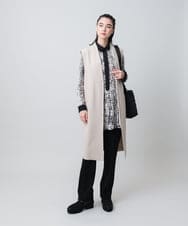 RHEAG04890 HIROKO KOSHINO(ヒロココシノ) 切り替えデザインロングジレ /日本製 ベージュ