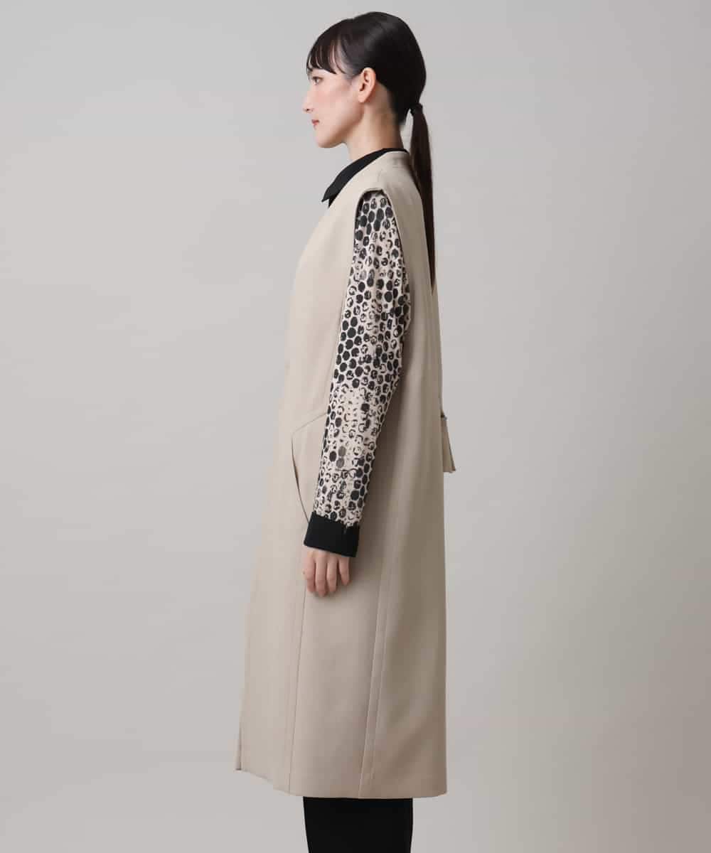 RHEAG04890 HIROKO KOSHINO(ヒロココシノ) 切り替えデザインロングジレ /日本製 ベージュ
