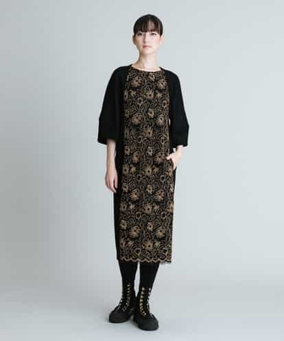 RHEAS58990 HIROKO KOSHINO 【日本製】圧縮レースデザインワンピース