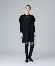 RHEAW10890 HIROKO KOSHINO(ヒロココシノ) 【日本製】フロッキーチュールデザインワンピース ブラック