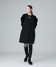 RHEAW10890 HIROKO KOSHINO(ヒロココシノ) 【日本製】フロッキーチュールデザインワンピース ブラック