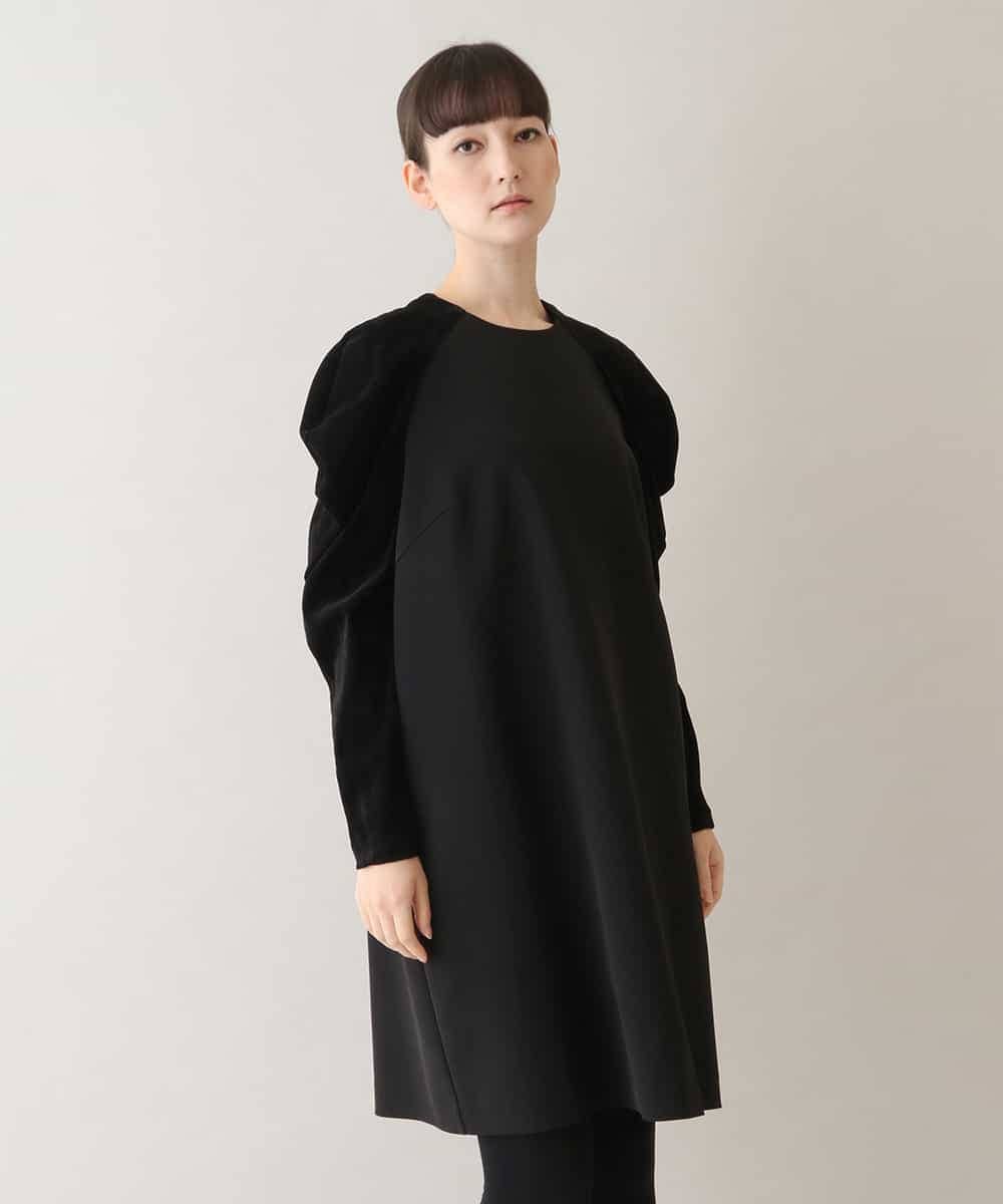 RHEAW10890 HIROKO KOSHINO(ヒロココシノ) 【日本製】フロッキーチュールデザインワンピース ブラック