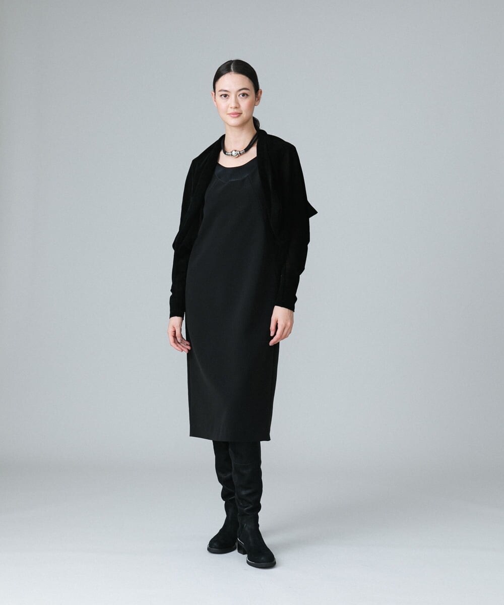 RHEAW12790 HIROKO KOSHINO(ヒロココシノ) 【日本製】Iラインスリーブレスワンピース ブラック