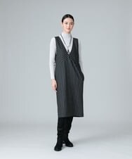 RHEAW16790 HIROKO KOSHINO(ヒロココシノ) 【日本製】チョークストライプジャンパースカート ダークグレー