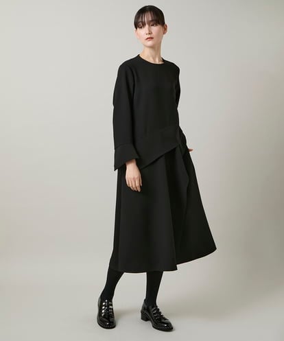 RHECD37980 HIROKO KOSHINO アシンメトリーカッティングドレス/日本製/洗える
