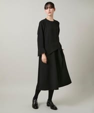 RHECD37980 HIROKO KOSHINO(ヒロココシノ) アシンメトリーカッティングドレス/日本製/洗える ブラック