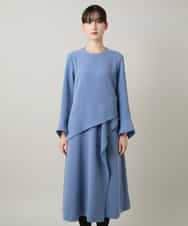 RHECD37980 HIROKO KOSHINO(ヒロココシノ) アシンメトリーカッティングドレス/日本製/洗える ブルー