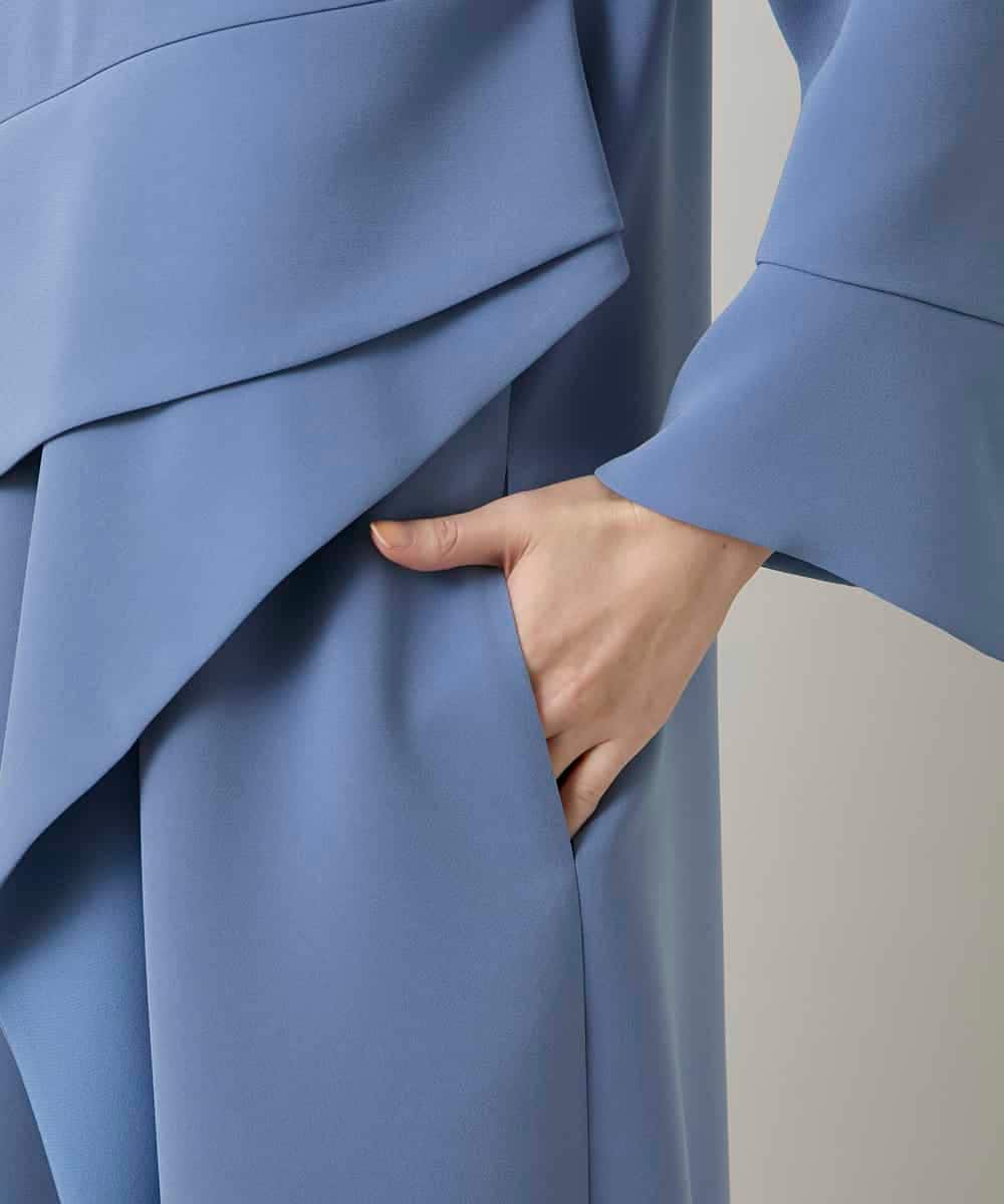 RHECD37980 HIROKO KOSHINO(ヒロココシノ) アシンメトリーカッティングドレス/日本製/洗える ブルー