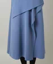 RHECD37980 HIROKO KOSHINO(ヒロココシノ) アシンメトリーカッティングドレス/日本製/洗える ブルー