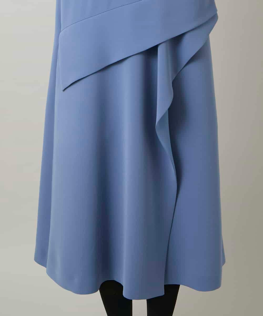 RHECD37980 HIROKO KOSHINO(ヒロココシノ) アシンメトリーカッティングドレス/日本製/洗える ブルー