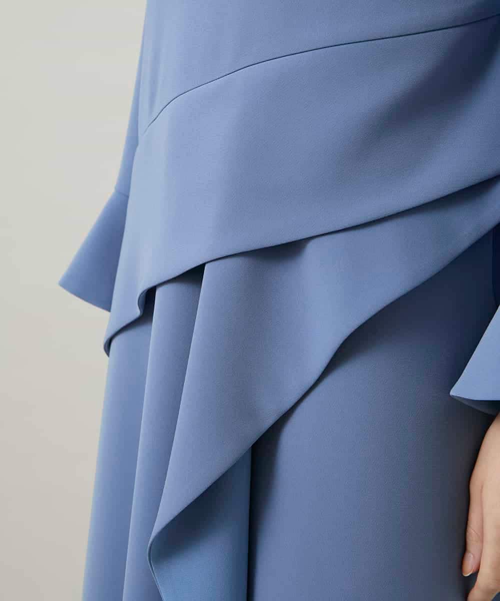 RHECD37980 HIROKO KOSHINO(ヒロココシノ) アシンメトリーカッティングドレス/日本製/洗える ブルー