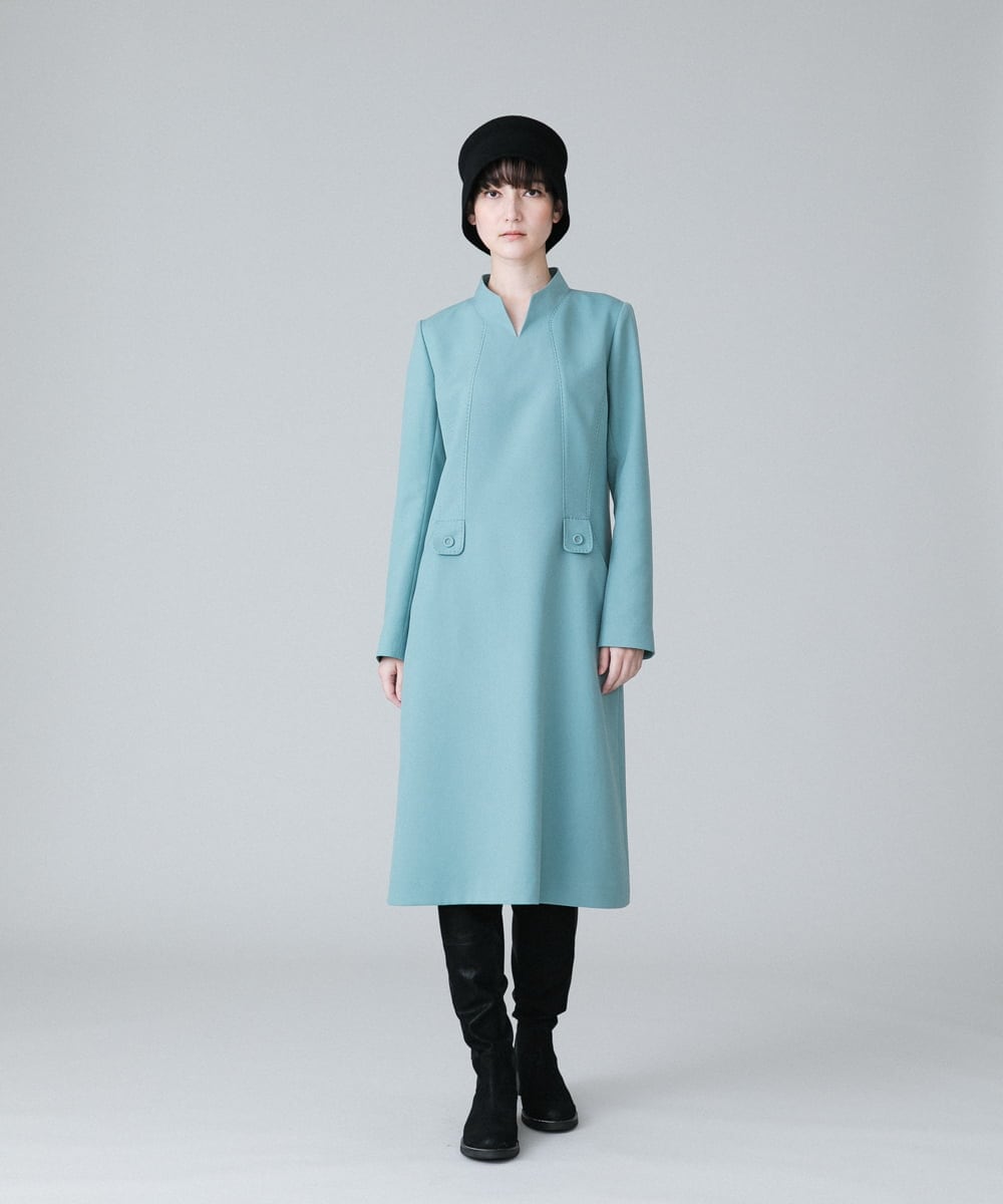 RHECV01890 HIROKO KOSHINO(ヒロココシノ) 【日本製】ハンドステッチデザインワンピース グリーン