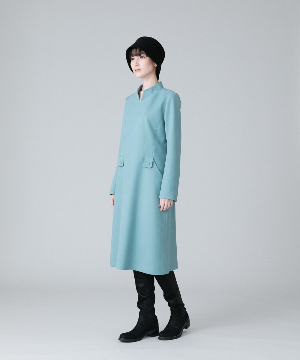 RHECV01890 HIROKO KOSHINO(ヒロココシノ) 【日本製】ハンドステッチデザインワンピース グリーン