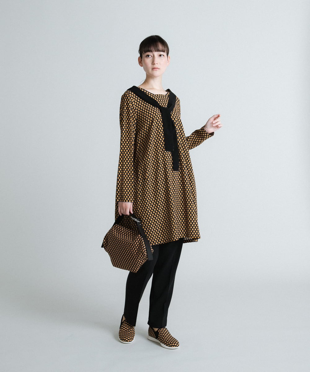 RHEES22720 HIROKO KOSHINO(ヒロココシノ) 【日本製】ドットパターンチュニック マスタード