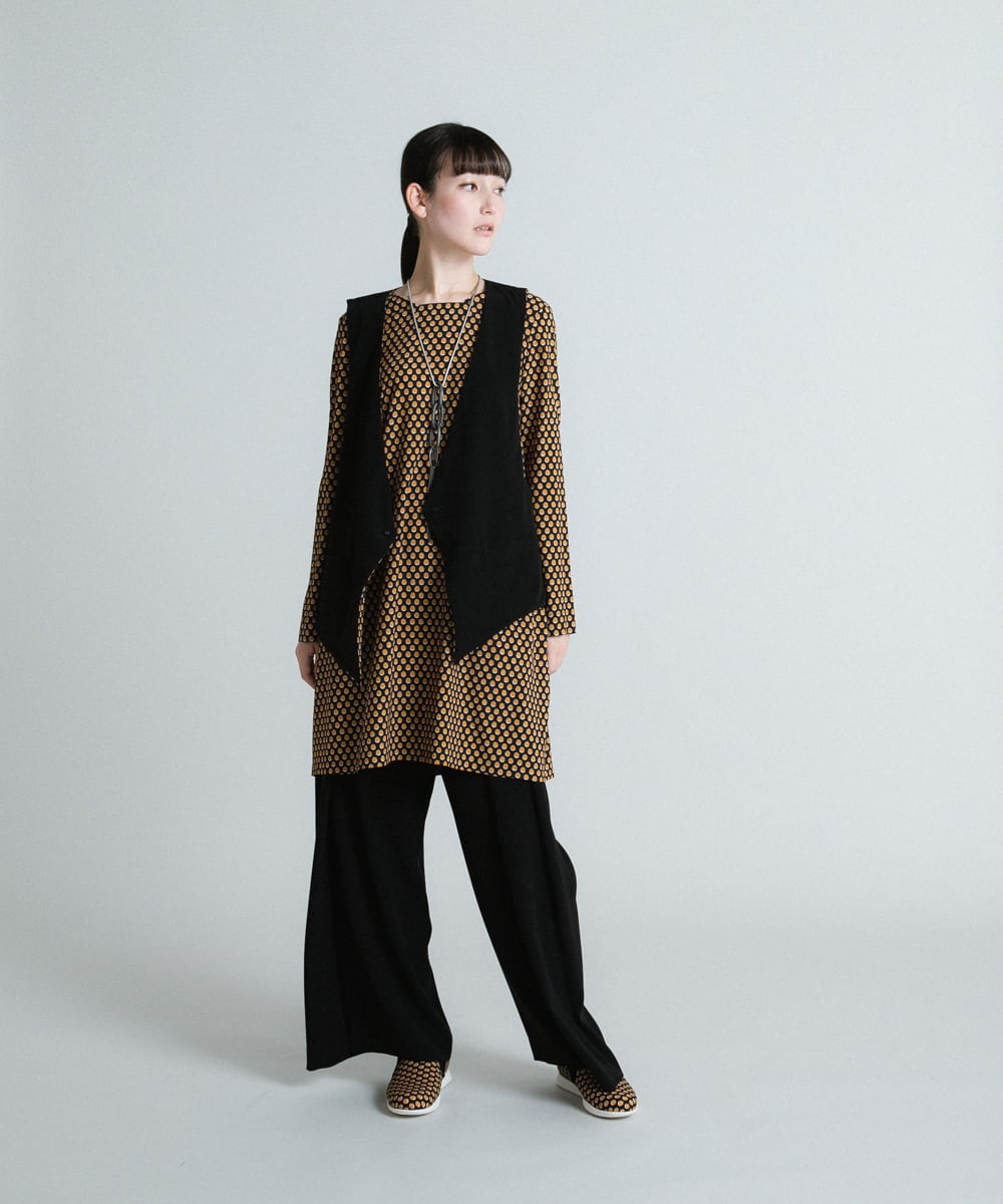 RHEES22720 HIROKO KOSHINO(ヒロココシノ) 【日本製】ドットパターンチュニック マスタード