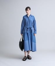 RHEFS42890 HIROKO KOSHINO(ヒロココシノ) 【日本製】ボーダーアクセントワンピース ブルー