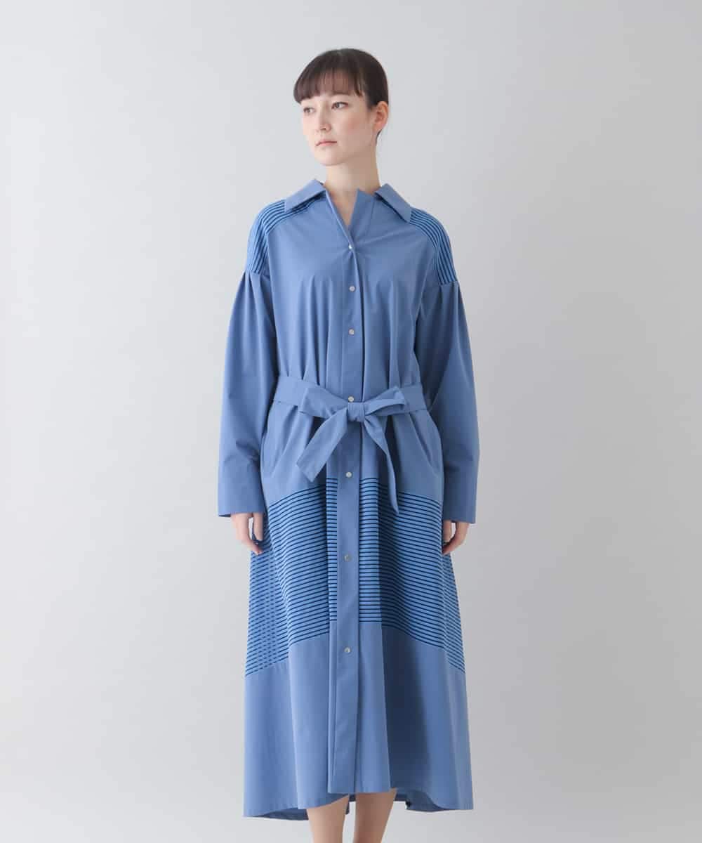 RHEFS42890 HIROKO KOSHINO 【日本製】ボーダーアクセントワンピース