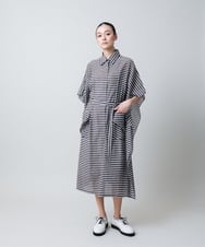 RHEGB26980 HIROKO KOSHINO(ヒロココシノ) 先染めボーダーサイドフレアワンピース /日本製 ブラウン