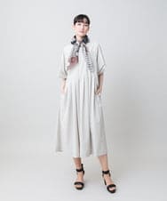 RHEGE20790 HIROKO KOSHINO(ヒロココシノ) タックアクセントプリーツワンピース/日本製/洗える グレージュ