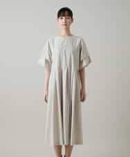 RHEGE20790 HIROKO KOSHINO(ヒロココシノ) タックアクセントプリーツワンピース/日本製/洗える グレージュ