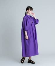 RHEGT25790 HIROKO KOSHINO(ヒロココシノ) 【洗える/日本製】ドロストリボンコットンワンピース パープル