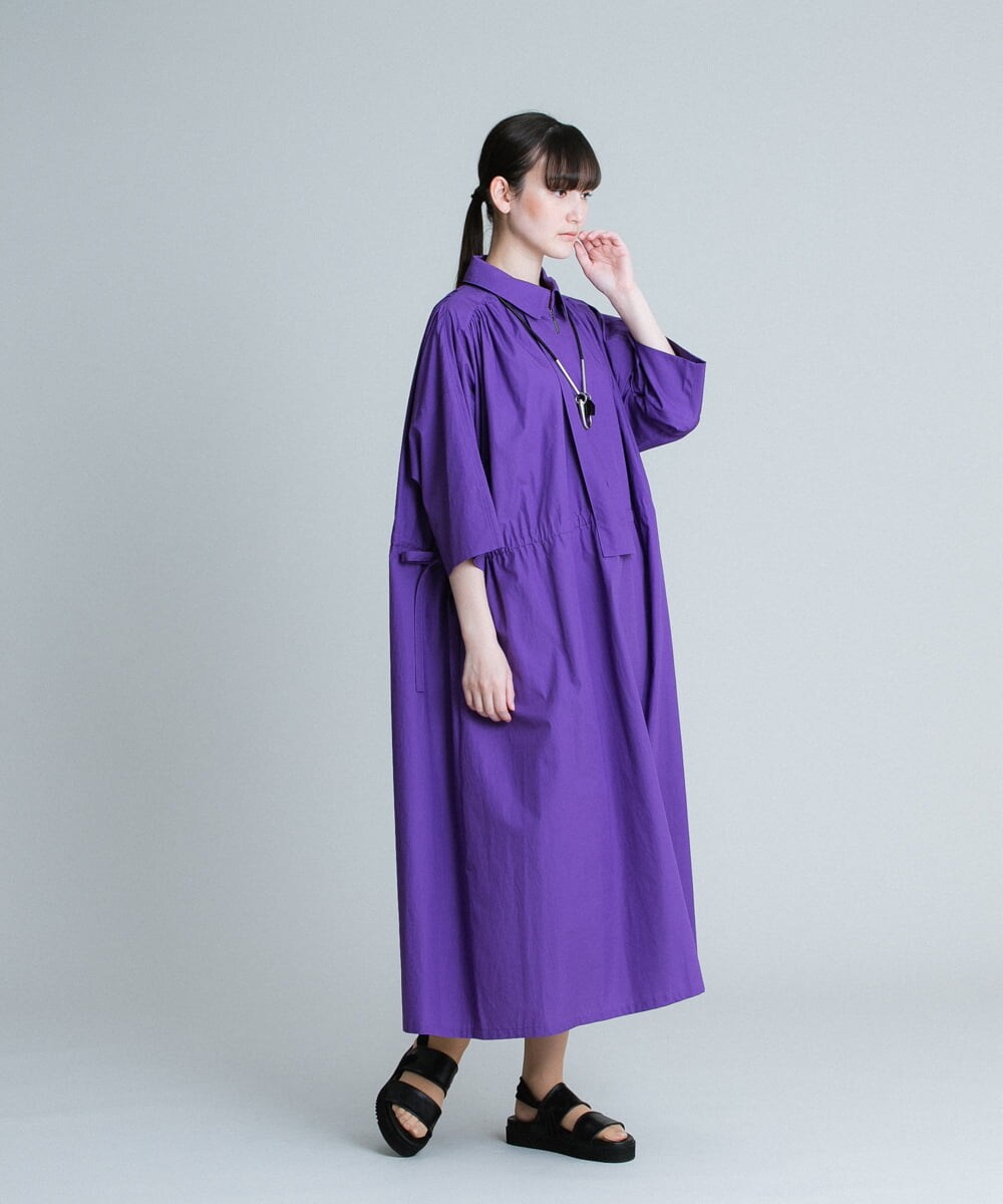 RHEGT25790 HIROKO KOSHINO(ヒロココシノ) 【洗える/日本製】ドロストリボンコットンワンピース パープル