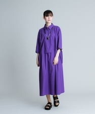 RHEGT25790 HIROKO KOSHINO(ヒロココシノ) 【洗える/日本製】ドロストリボンコットンワンピース パープル