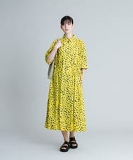 RHEGT26980 HIROKO KOSHINO(ヒロココシノ) 【洗える/日本製】フルーツシードドロストリボンデザインワンピース イエロー