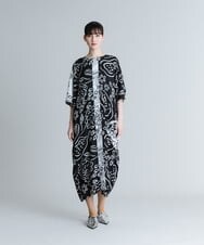 RHEGT27990 HIROKO KOSHINO(ヒロココシノ) アートフルーツプリントワンピース ブラック